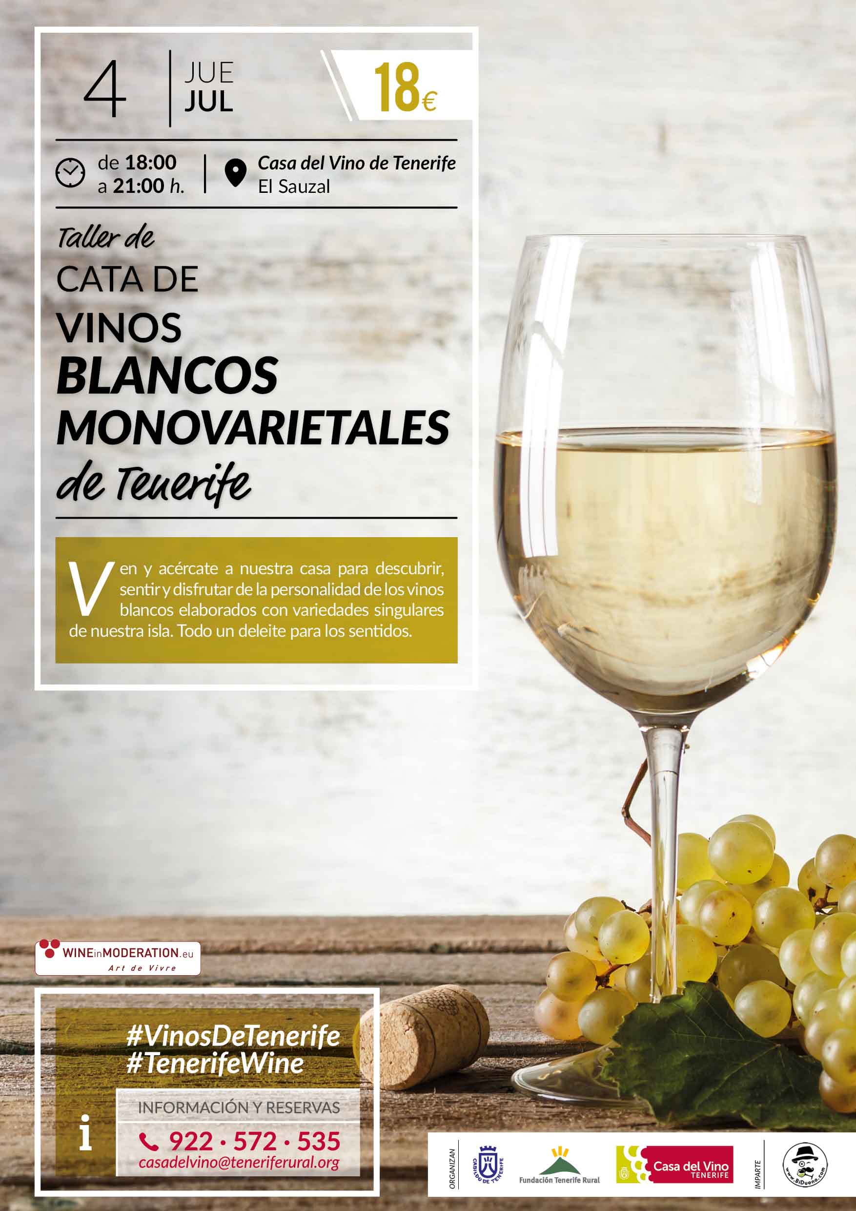 Taller de cata de vinos monovarietales blancos de Tenerife