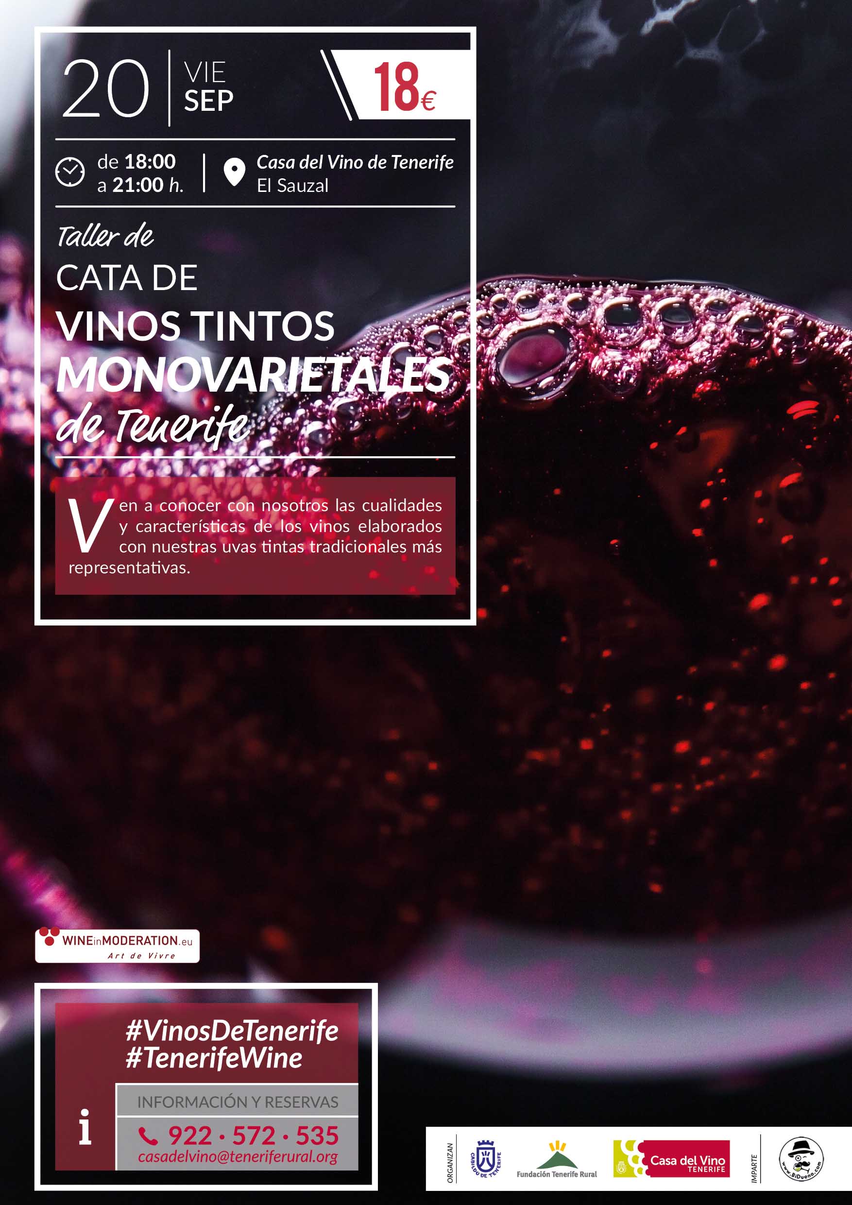 Taller de cata de vinos Monovarietales Tintos de Tenerife