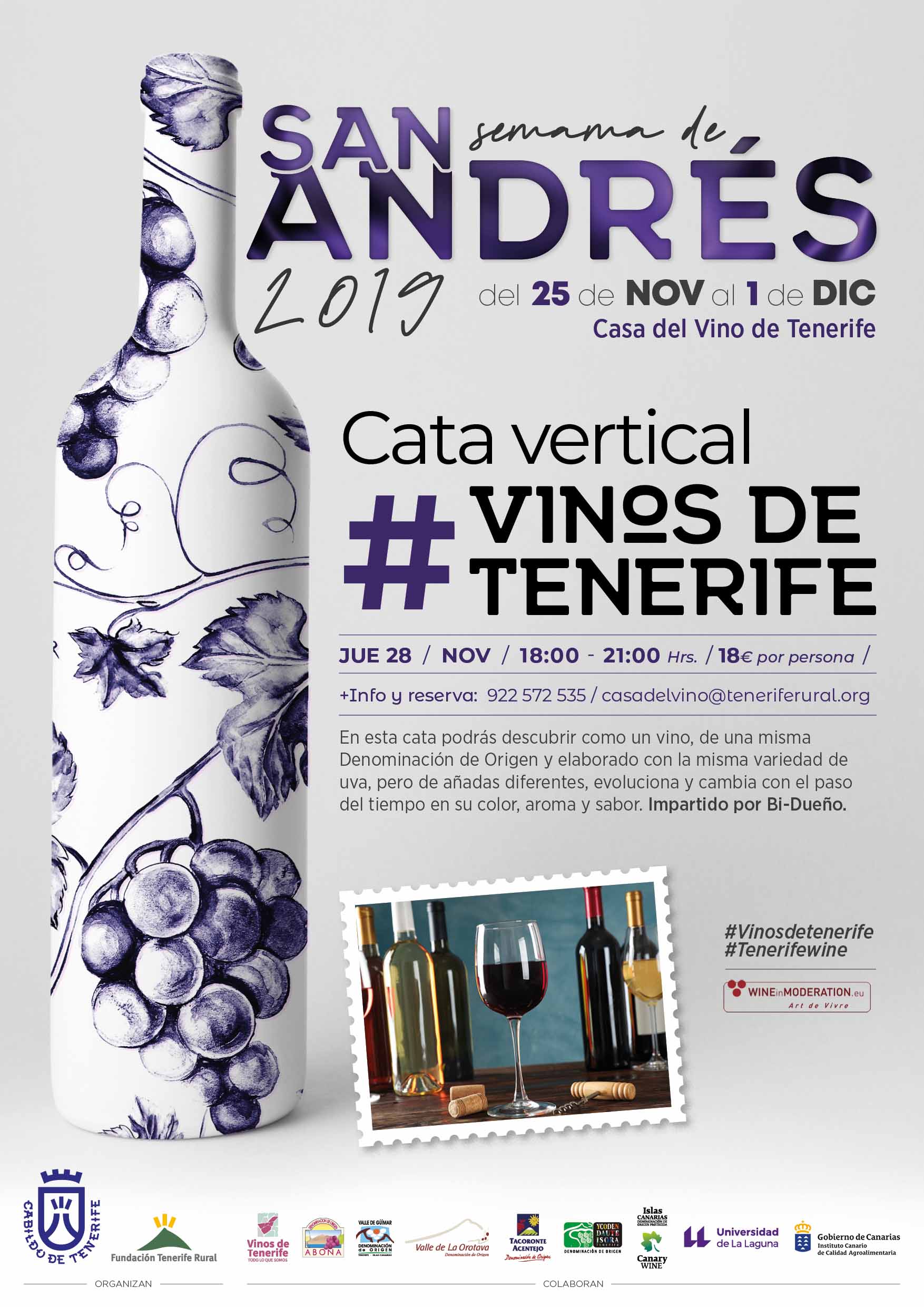 Cata Vertical de Vinos de Tenerife, jueves 28 de noviembre de 2019