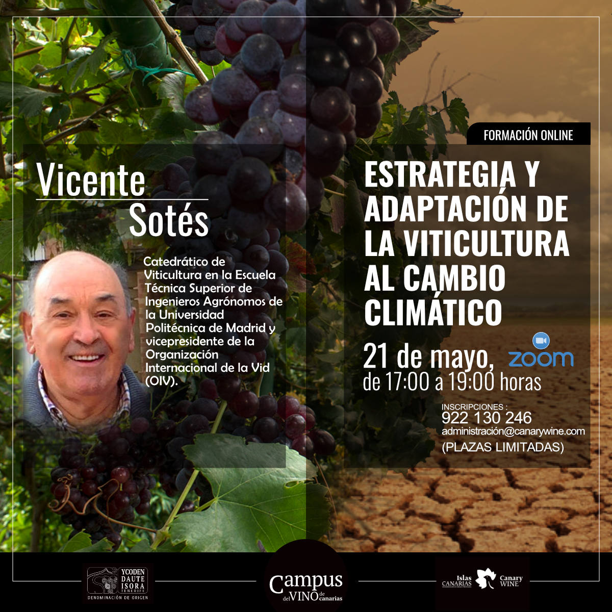 Vicente Sotés impartirá el curso “Estrategia y adaptación de la viticultura al cambio climático”